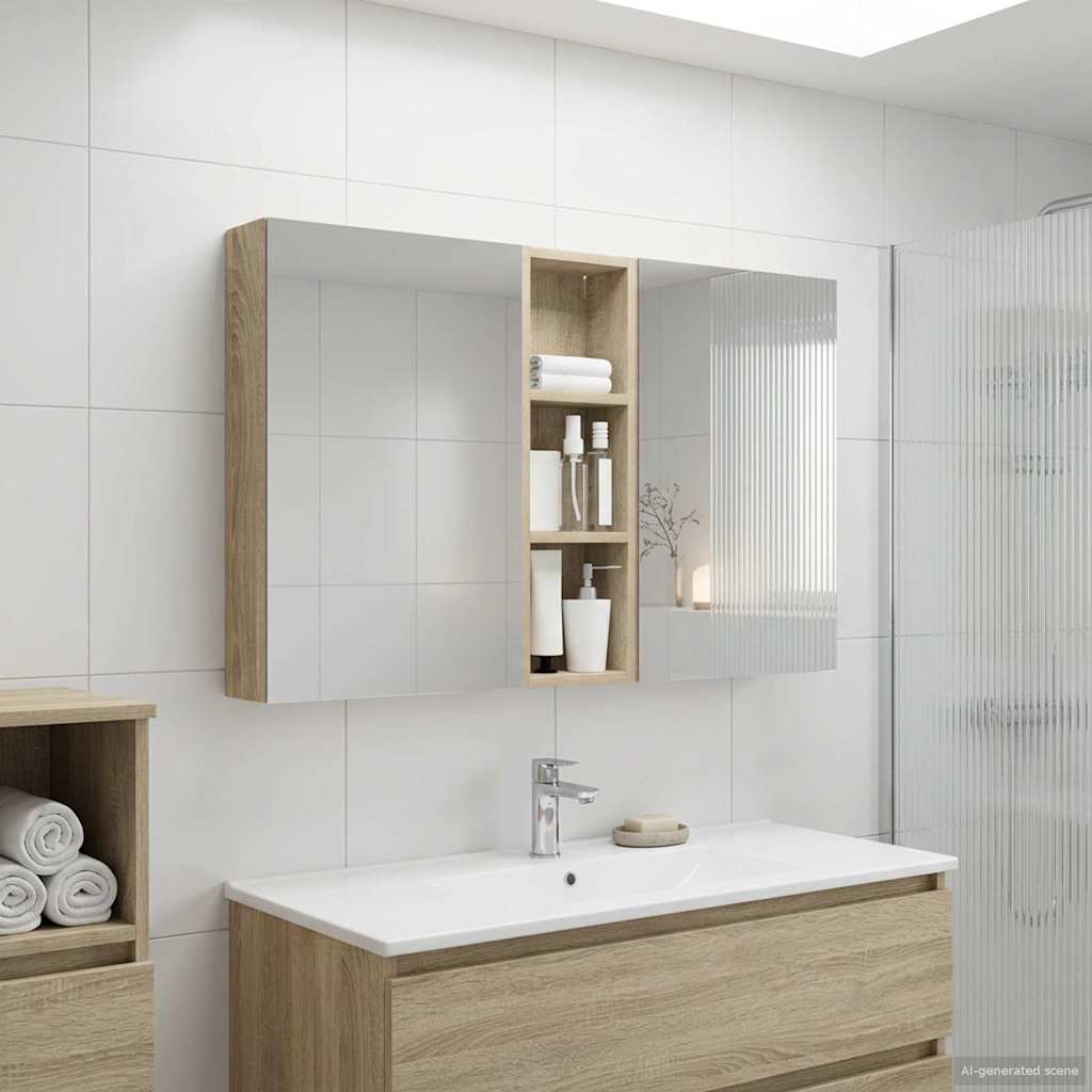 vidaXL Badkamerkastenset 3 pcs 80 x 10,5 x 50 cm Bewerkt hout
