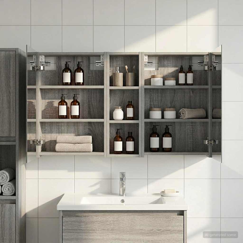 vidaXL Badkamerkastenset 3 pcs 80 x 10,5 x 50 cm Bewerkt hout