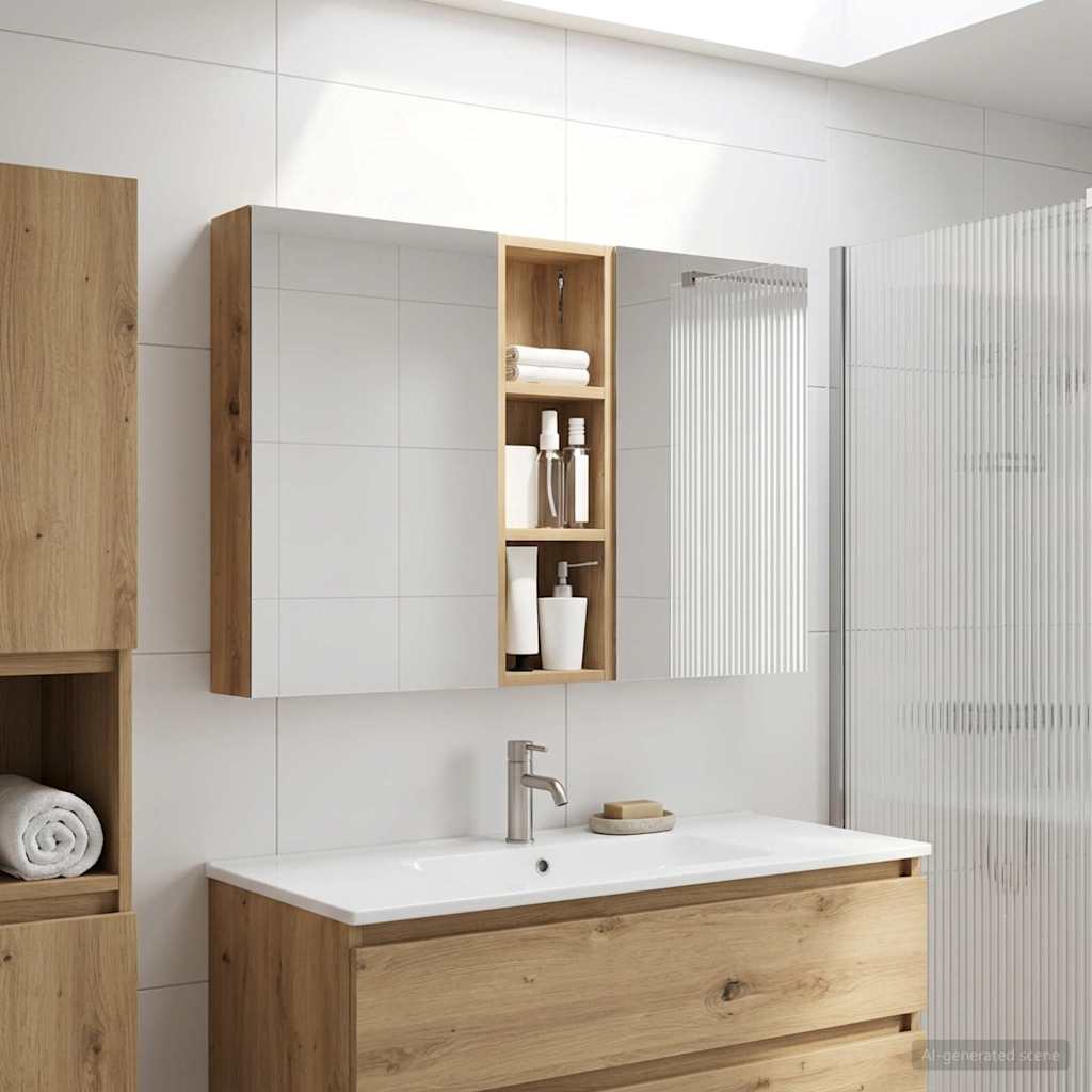 vidaXL Badkamerkastenset 3 pcs 80 x 10,5 x 50 cm Bewerkt hout