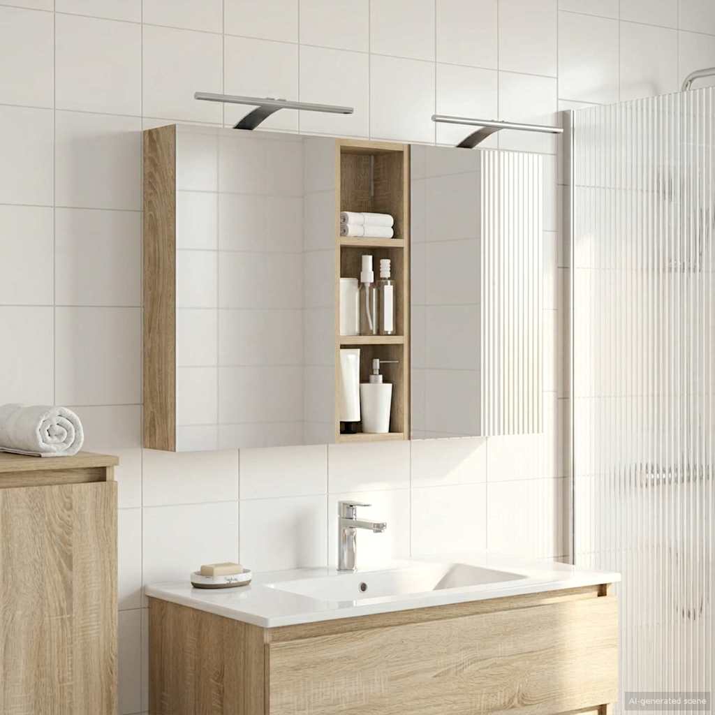 vidaXL Badkamerkastenset 3 pcs 80 x 10,5 x 50 cm Bewerkt hout