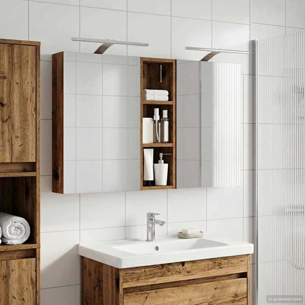 vidaXL Badkamerkastenset 3 pcs 80 x 10,5 x 50 cm Bewerkt hout
