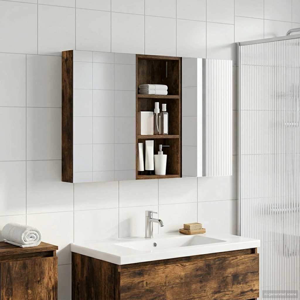 vidaXL Badkamerkastenset 3 pcs 80 x 10,5 x 50 cm Bewerkt hout