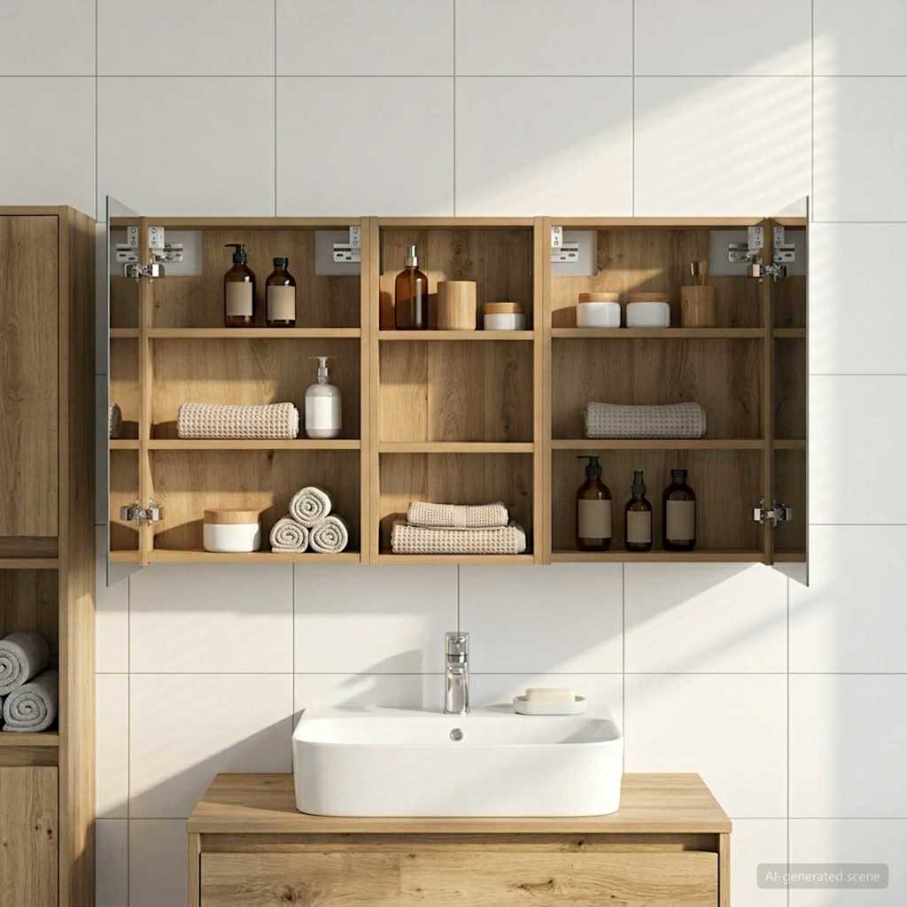 vidaXL Badkamerkastenset 3 pcs 80 x 10,5 x 50 cm Bewerkt hout