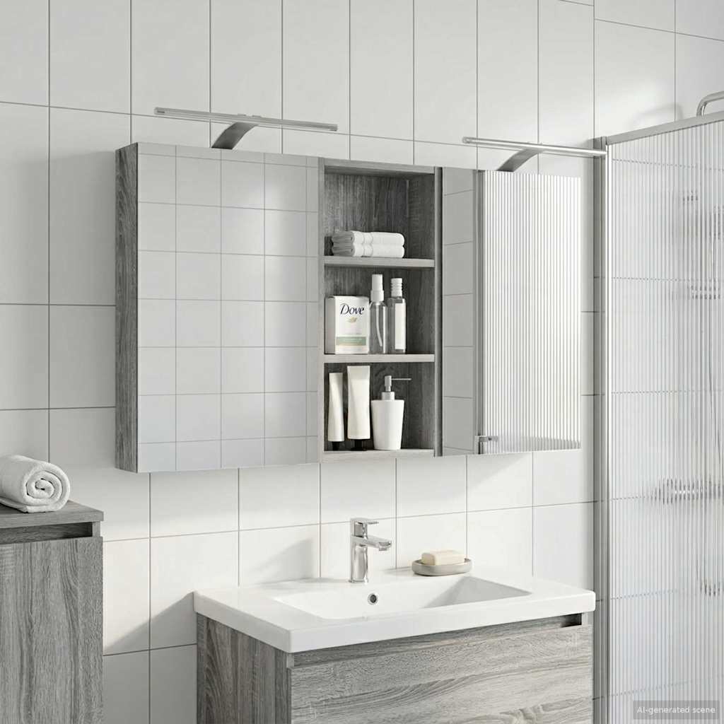 vidaXL Badkamerkastenset 3 pcs 80 x 10,5 x 50 cm Bewerkt hout