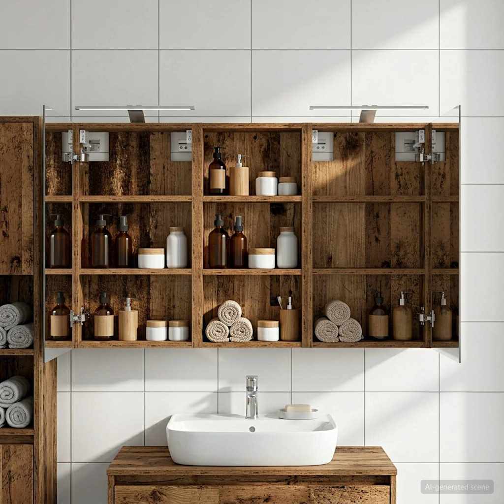 vidaXL Badkamerkastenset 3 pcs 80 x 10,5 x 50 cm Bewerkt hout