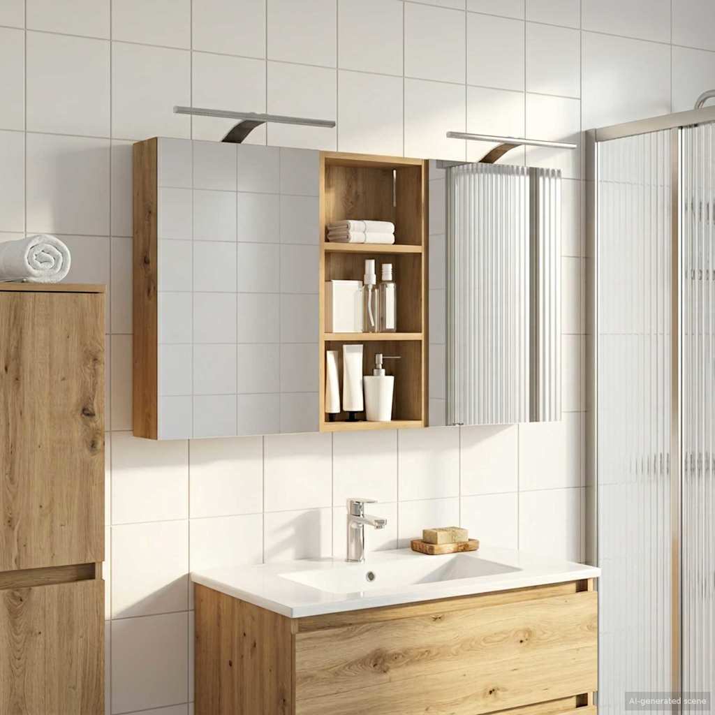 vidaXL Badkamerkastenset 3 pcs 80 x 10,5 x 50 cm Bewerkt hout