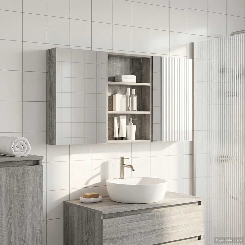 vidaXL Badkamerkastenset 3 pcs 80 x 10,5 x 50 cm Bewerkt hout