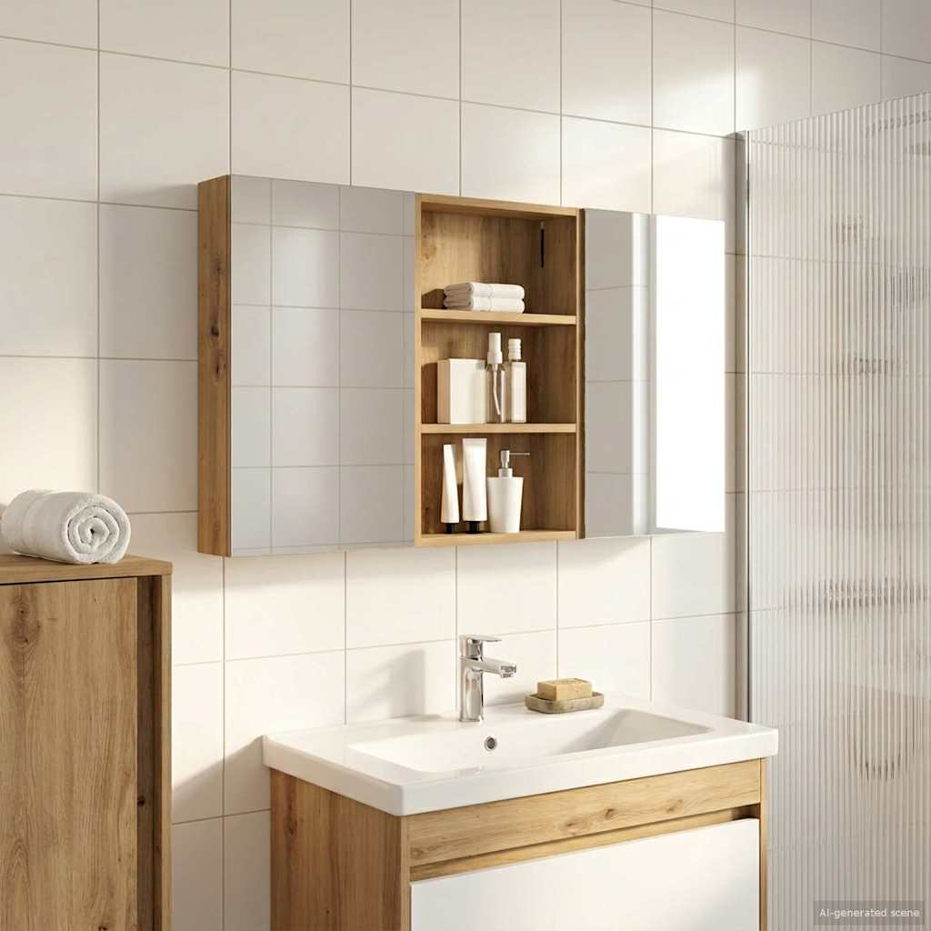 vidaXL Badkamerkastenset 3 pcs 80 x 10,5 x 50 cm Bewerkt hout