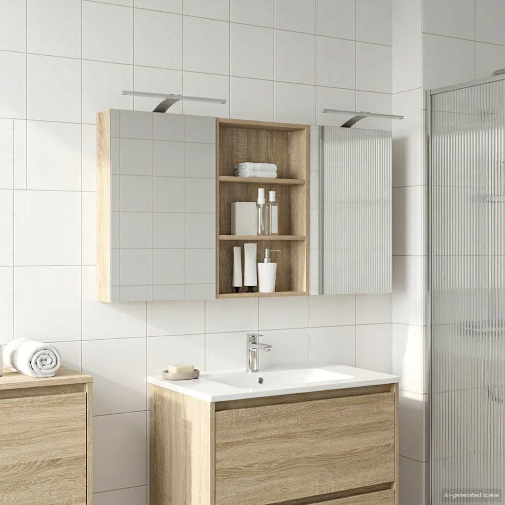 vidaXL Badkamerkastenset 3 pcs 80 x 10,5 x 50 cm Bewerkt hout