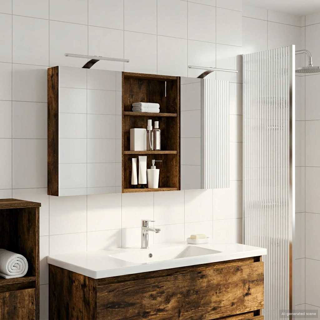vidaXL Badkamerkastenset 3 pcs 80 x 10,5 x 50 cm Bewerkt hout