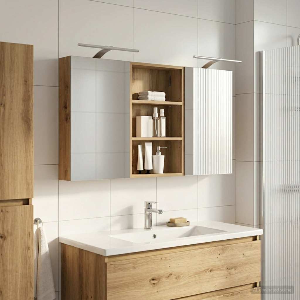 vidaXL Badkamerkastenset 3 pcs 80 x 10,5 x 50 cm Bewerkt hout