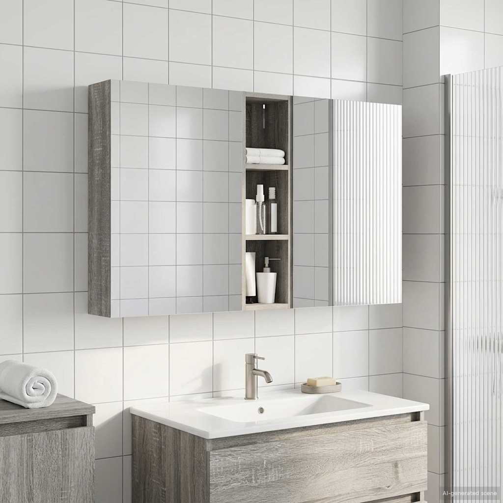 vidaXL Badkamerkastenset 3 pcs 80 x 10,5 x 50 cm Bewerkt hout