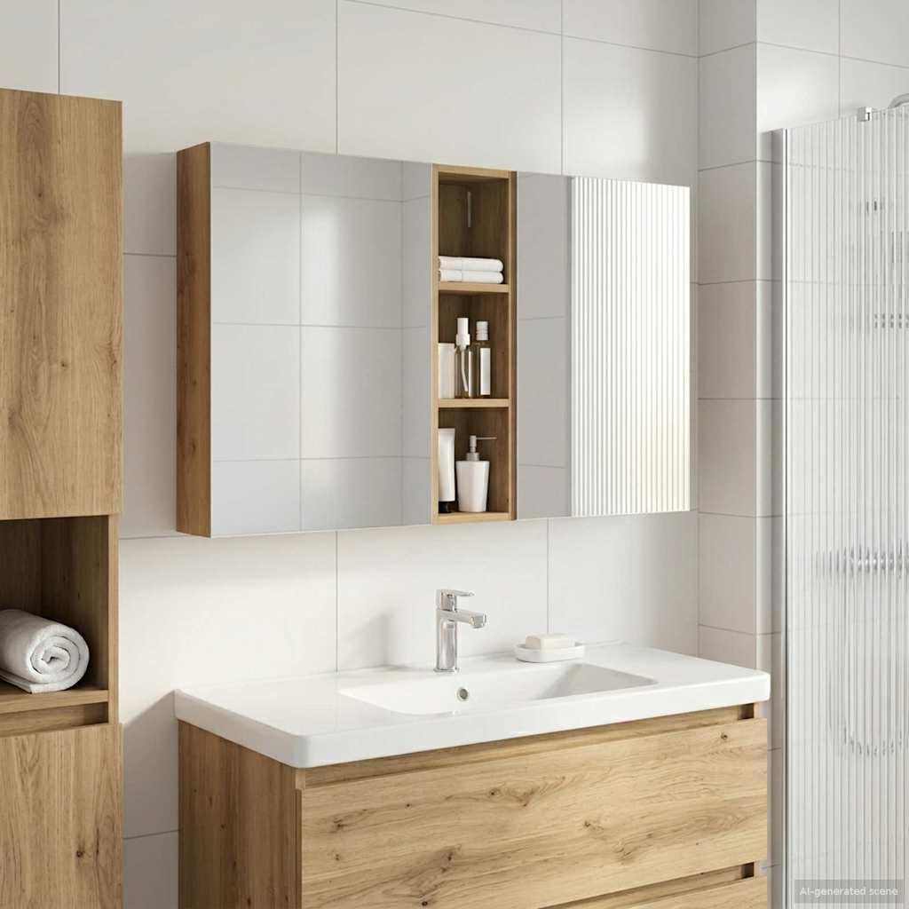 vidaXL Badkamerkastenset 3 pcs 80 x 10,5 x 50 cm Bewerkt hout