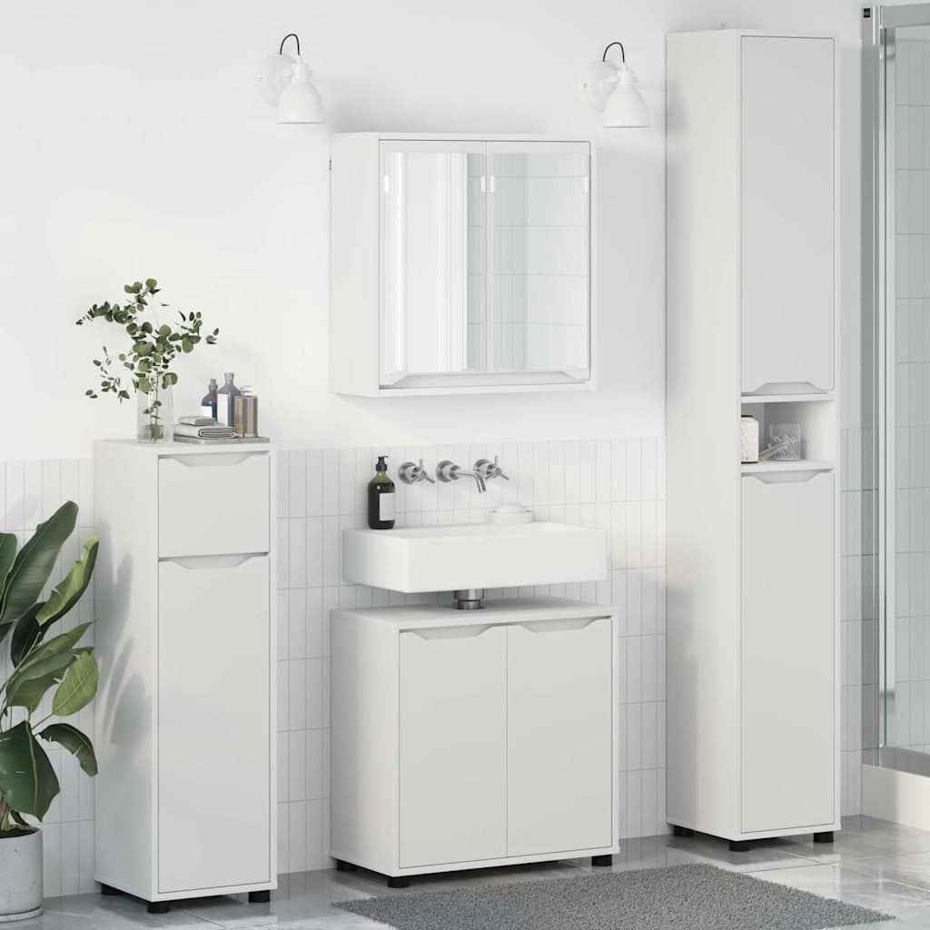 vidaXL Badkamermeubelset met lade met plank 4 pcs Wit Bewerkt hout