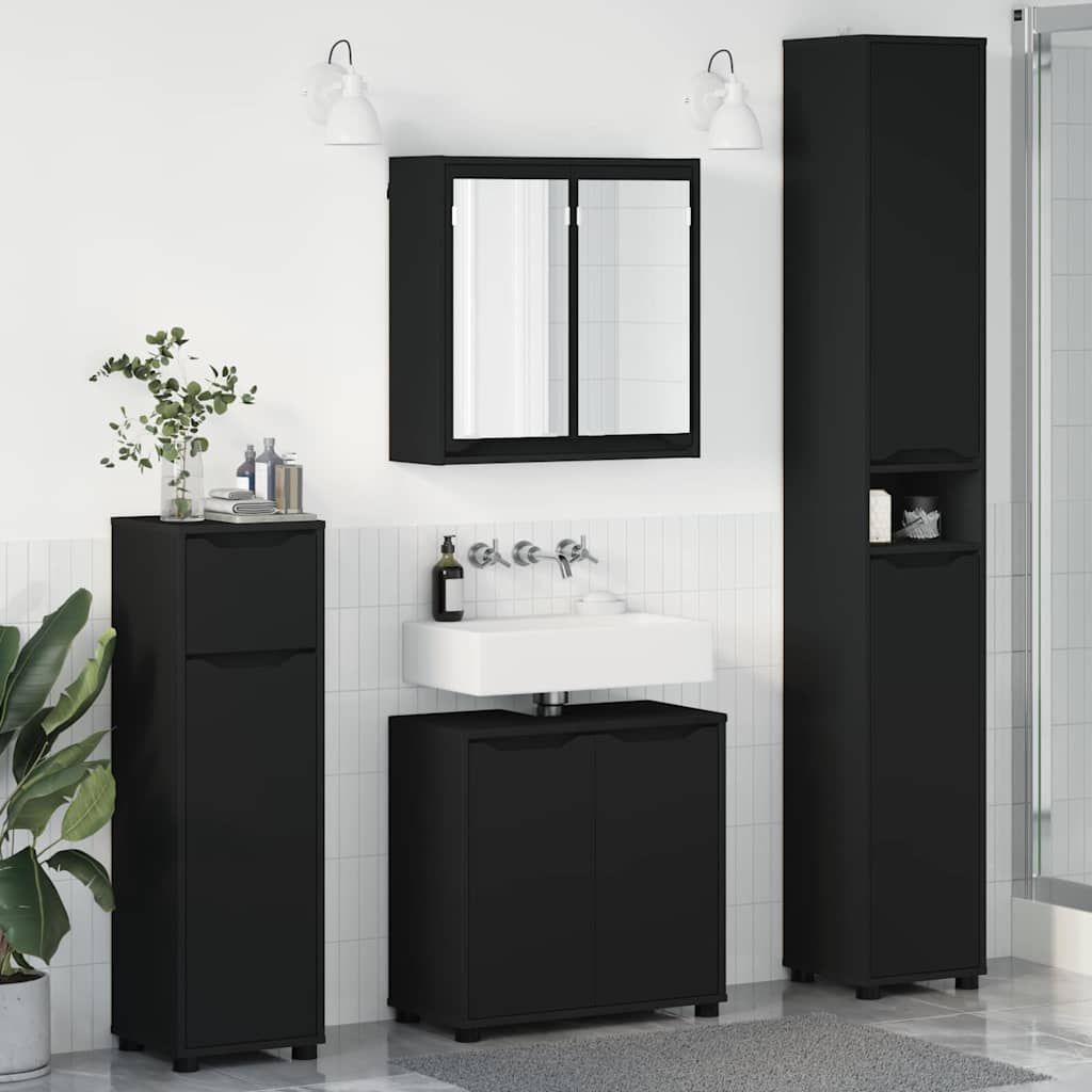 vidaXL Badkamermeubelset met lade met plank 4 pcs Wit Bewerkt hout