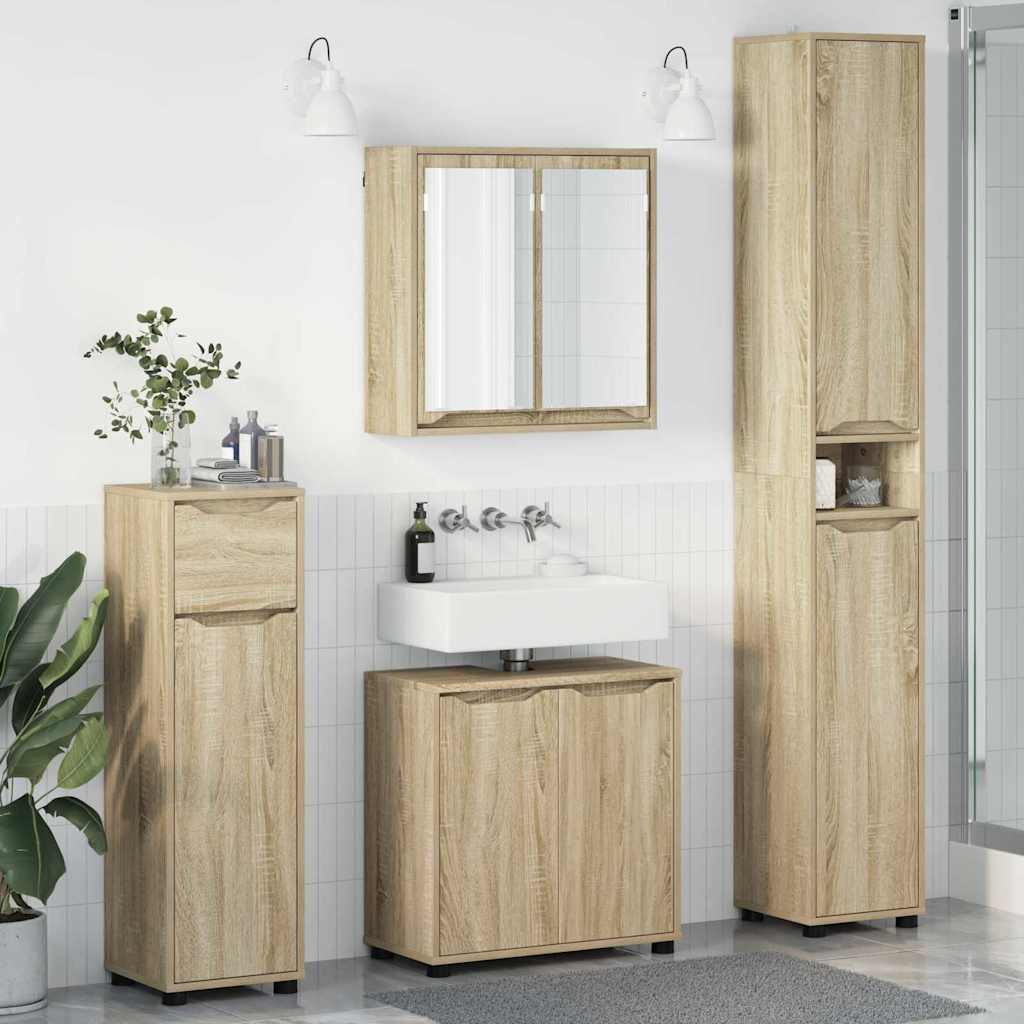 vidaXL Badkamermeubelset met lade met plank 4 pcs Wit Bewerkt hout