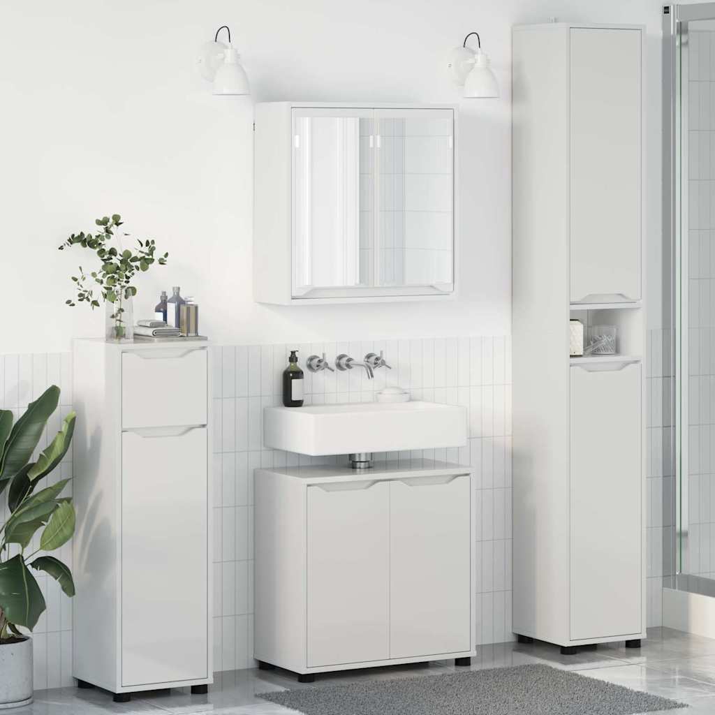 vidaXL Badkamermeubelset met lade met plank 4 pcs Wit Bewerkt hout