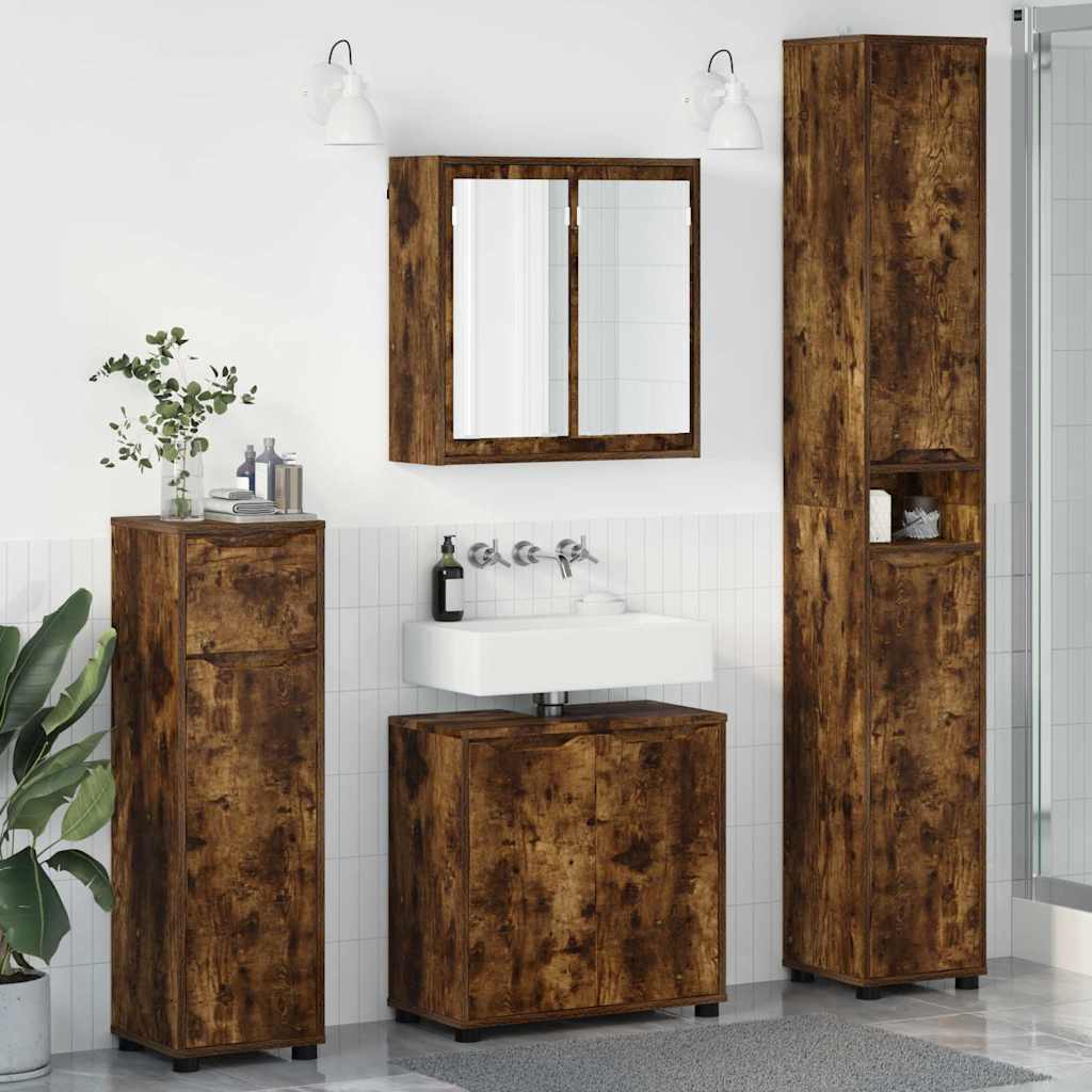 vidaXL Badkamermeubelset met lade met plank 4 pcs Wit Bewerkt hout