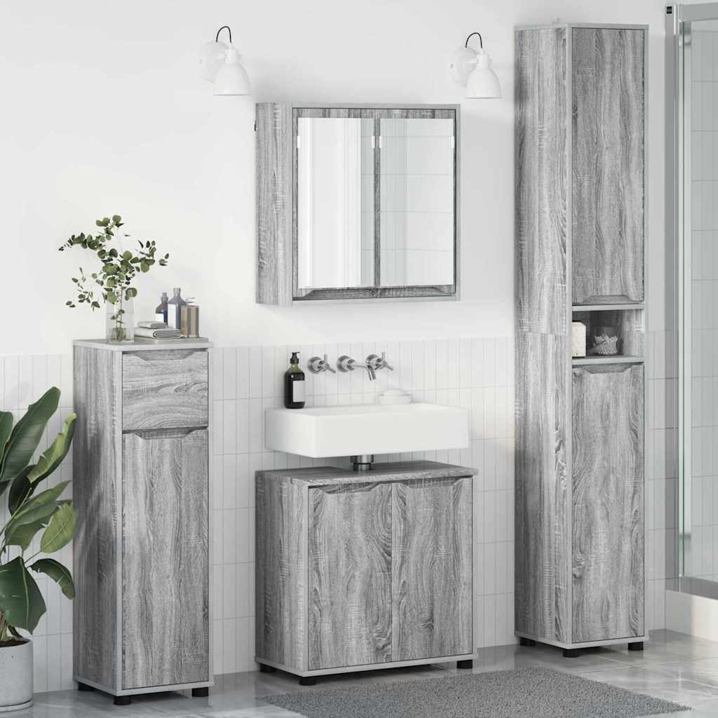 vidaXL Badkamermeubelset met lade met plank 4 pcs Wit Bewerkt hout