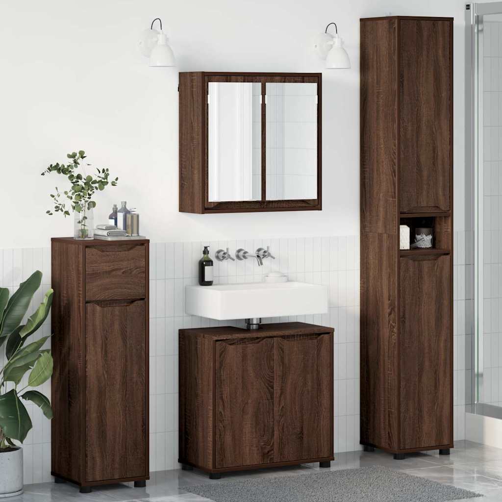 vidaXL Badkamermeubelset met lade met plank 4 pcs Wit Bewerkt hout
