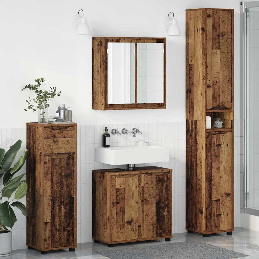 vidaXL Badkamermeubelset met lade met plank 4 pcs Wit Bewerkt hout