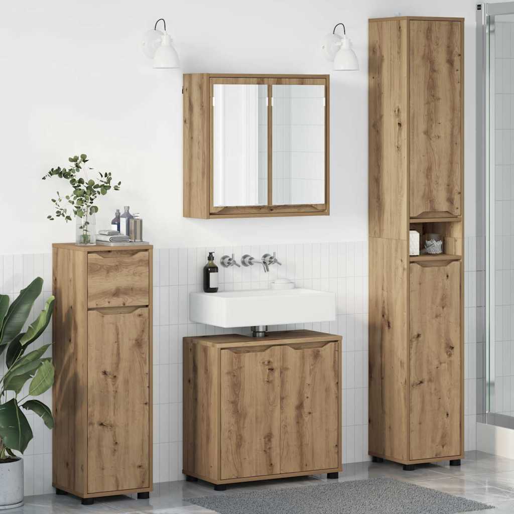 vidaXL Badkamermeubelset met lade met plank 4 pcs Wit Bewerkt hout