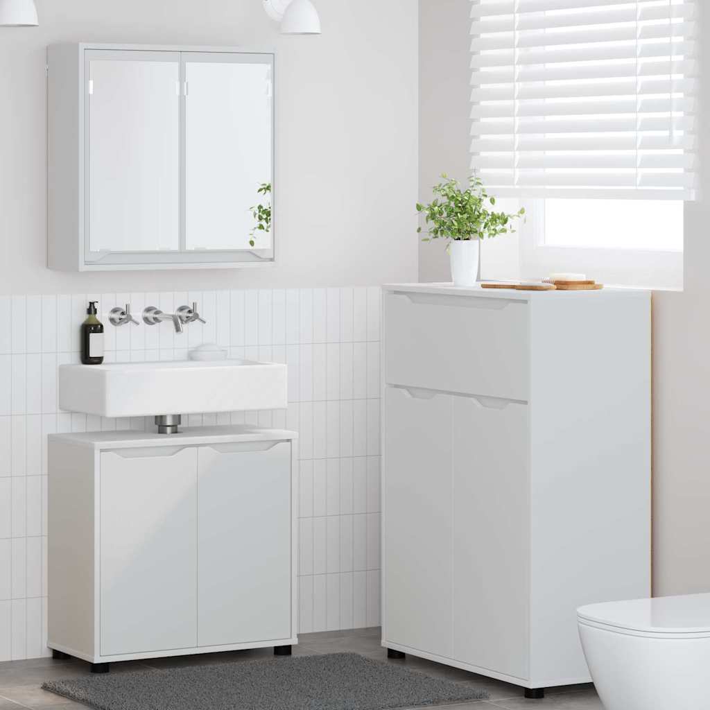 vidaXL Badkamermeubelset met lade met plank 3 pcs Wit Bewerkt hout