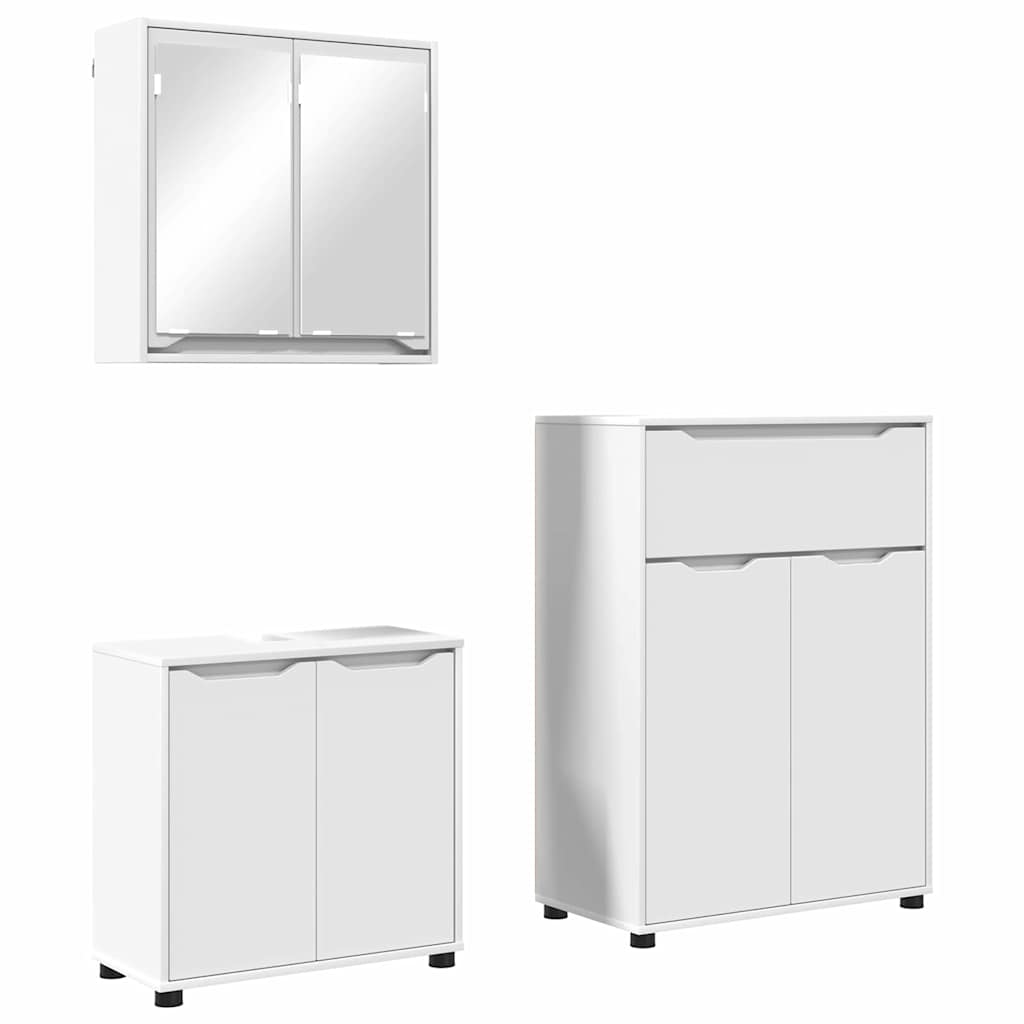 vidaXL Badkamermeubelset met lade met plank 3 pcs Wit Bewerkt hout