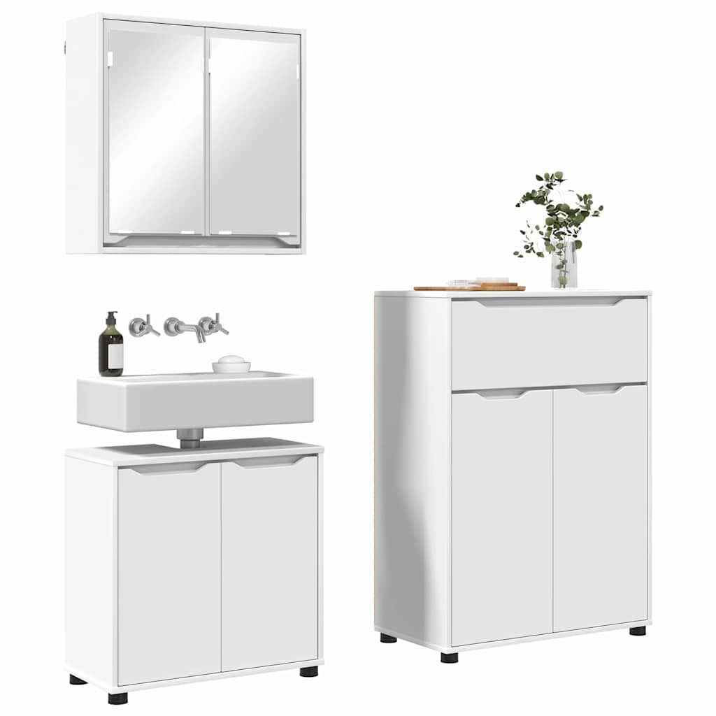 vidaXL Badkamermeubelset met lade met plank 3 pcs Wit Bewerkt hout