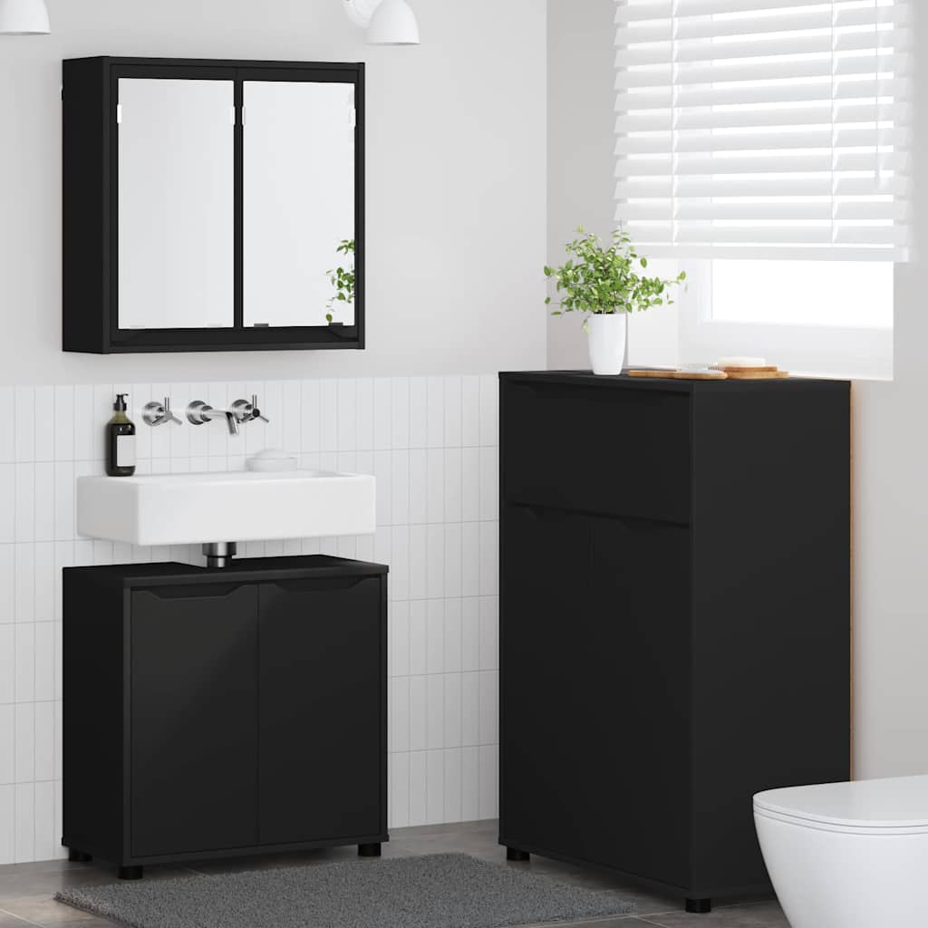 vidaXL Badkamermeubelset met lade met plank 3 pcs Wit Bewerkt hout