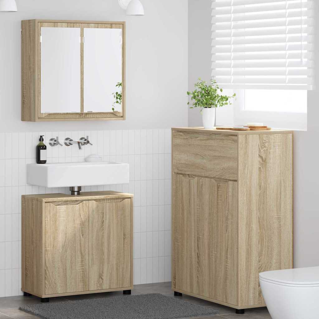 vidaXL Badkamermeubelset met lade met plank 3 pcs Wit Bewerkt hout