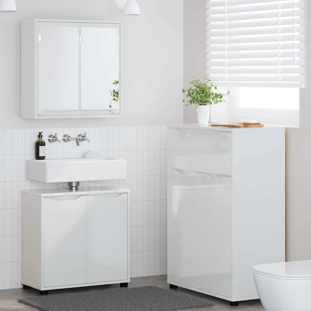 vidaXL Badkamermeubelset met lade met plank 3 pcs Wit Bewerkt hout