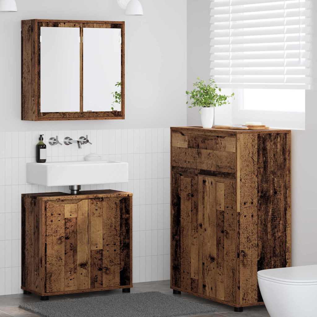 vidaXL Badkamermeubelset met lade met plank 3 pcs Wit Bewerkt hout