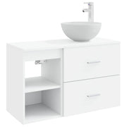 vidaXL Badkamermeubelset 2 pcs Wit Bewerkt hout