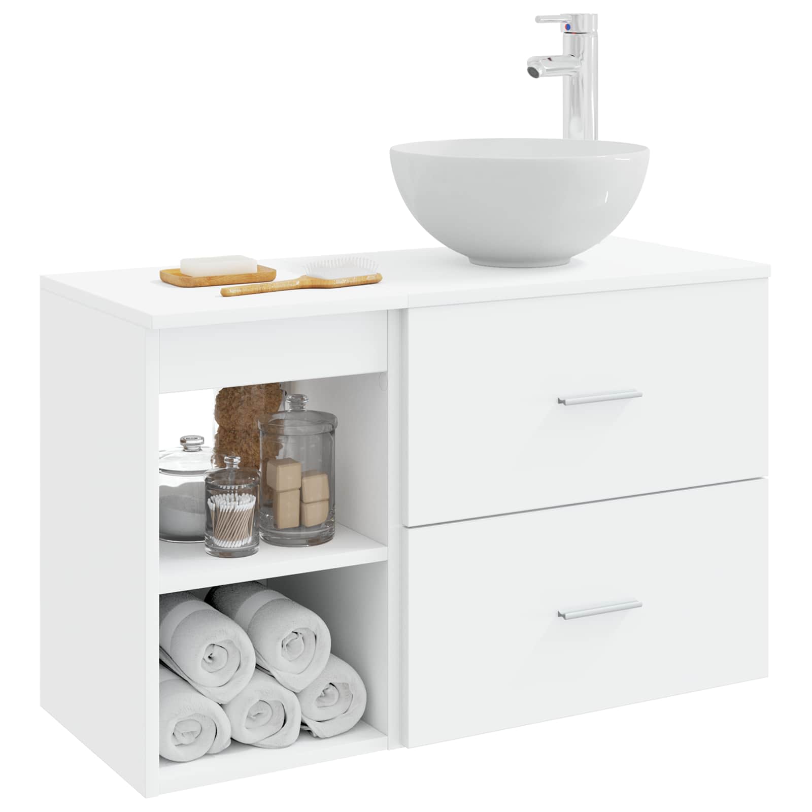 vidaXL Badkamermeubelset 2 pcs Wit Bewerkt hout