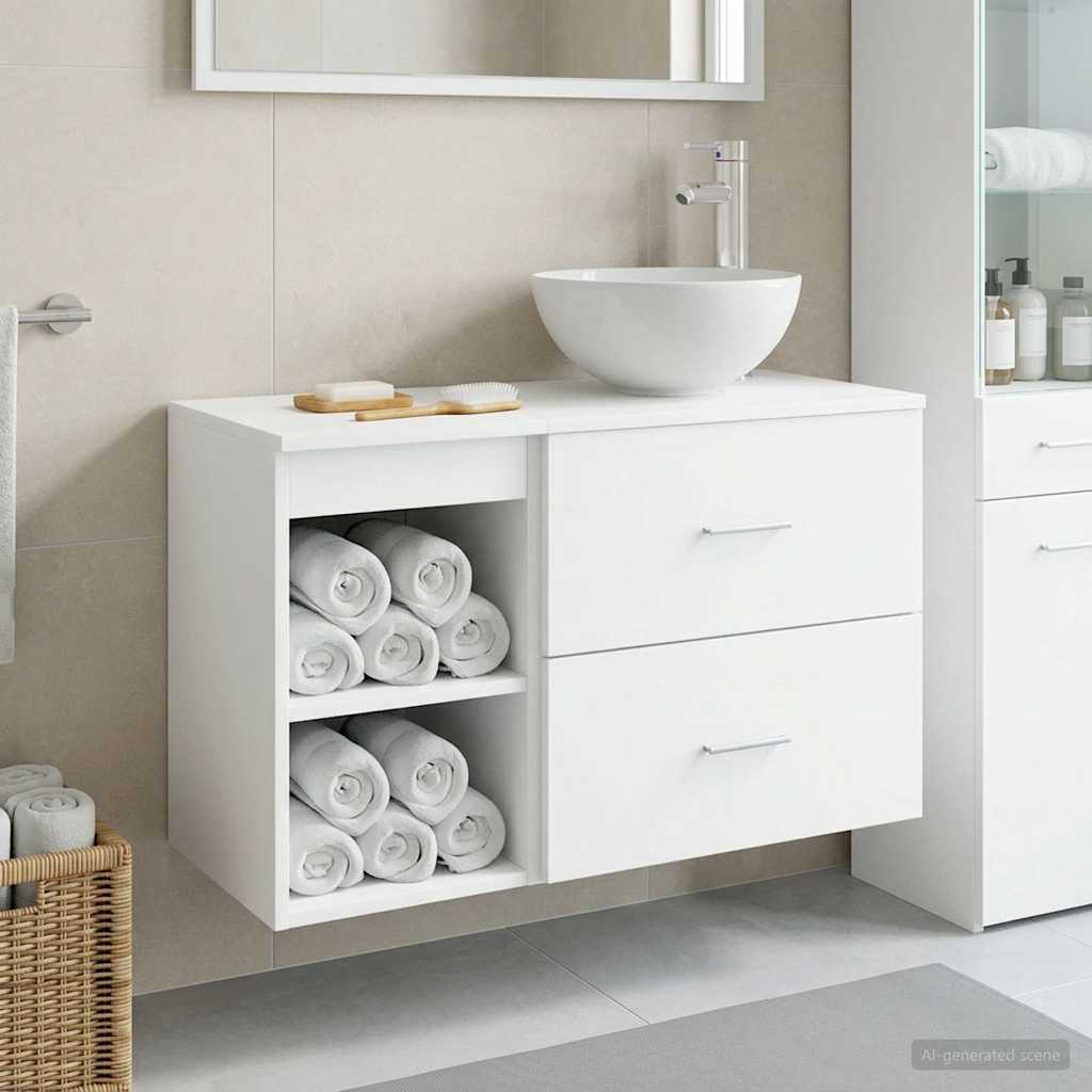 vidaXL Badkamermeubelset 2 pcs Wit Bewerkt hout