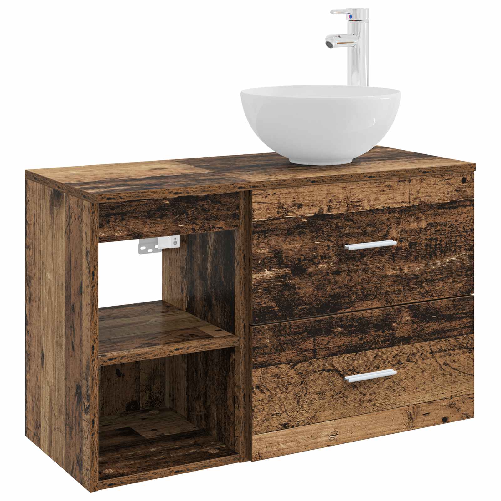 vidaXL Badkamermeubelset 2 pcs Wit Bewerkt hout