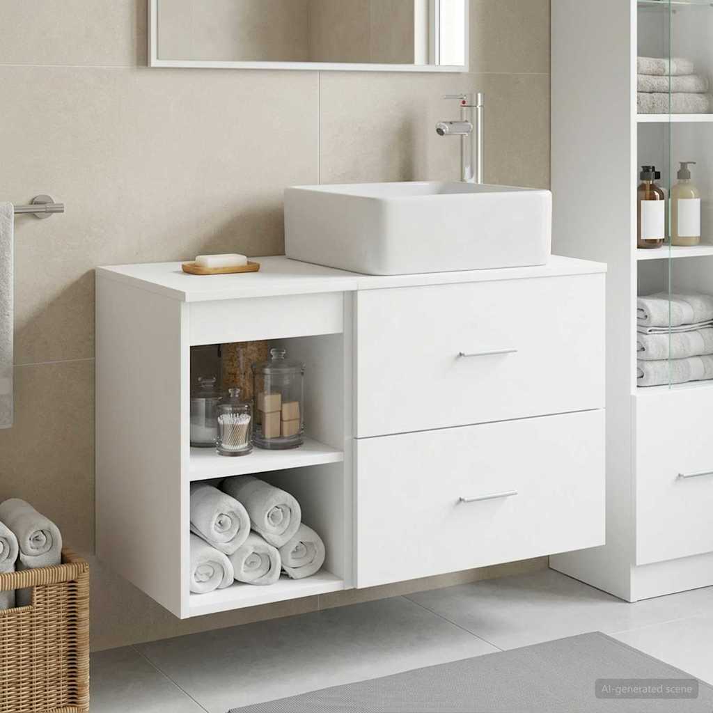 vidaXL Badkamermeubelset 2 pcs Wit Bewerkt hout