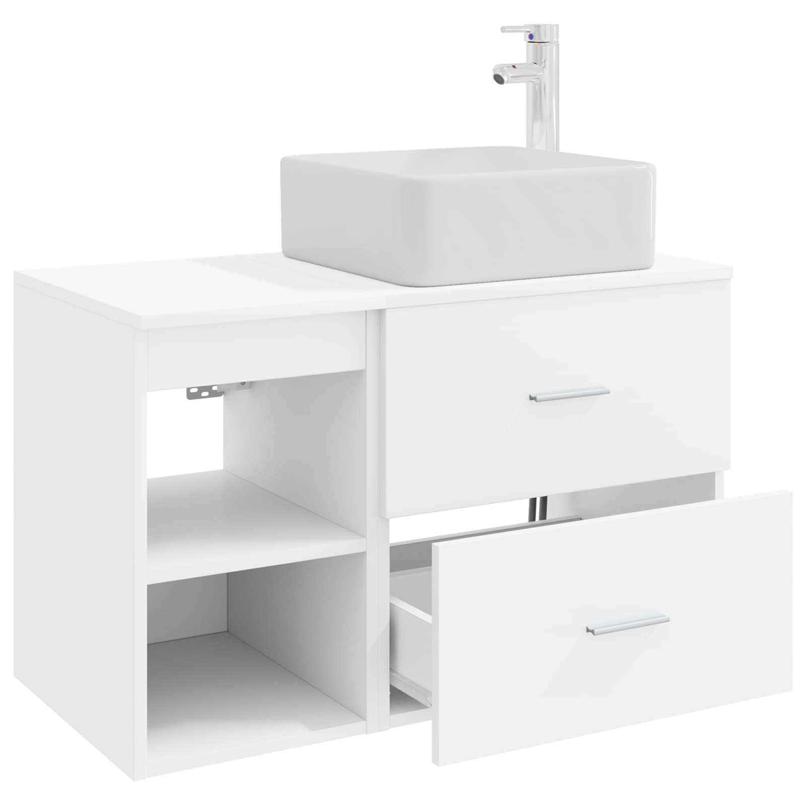 vidaXL Badkamermeubelset 2 pcs Wit Bewerkt hout