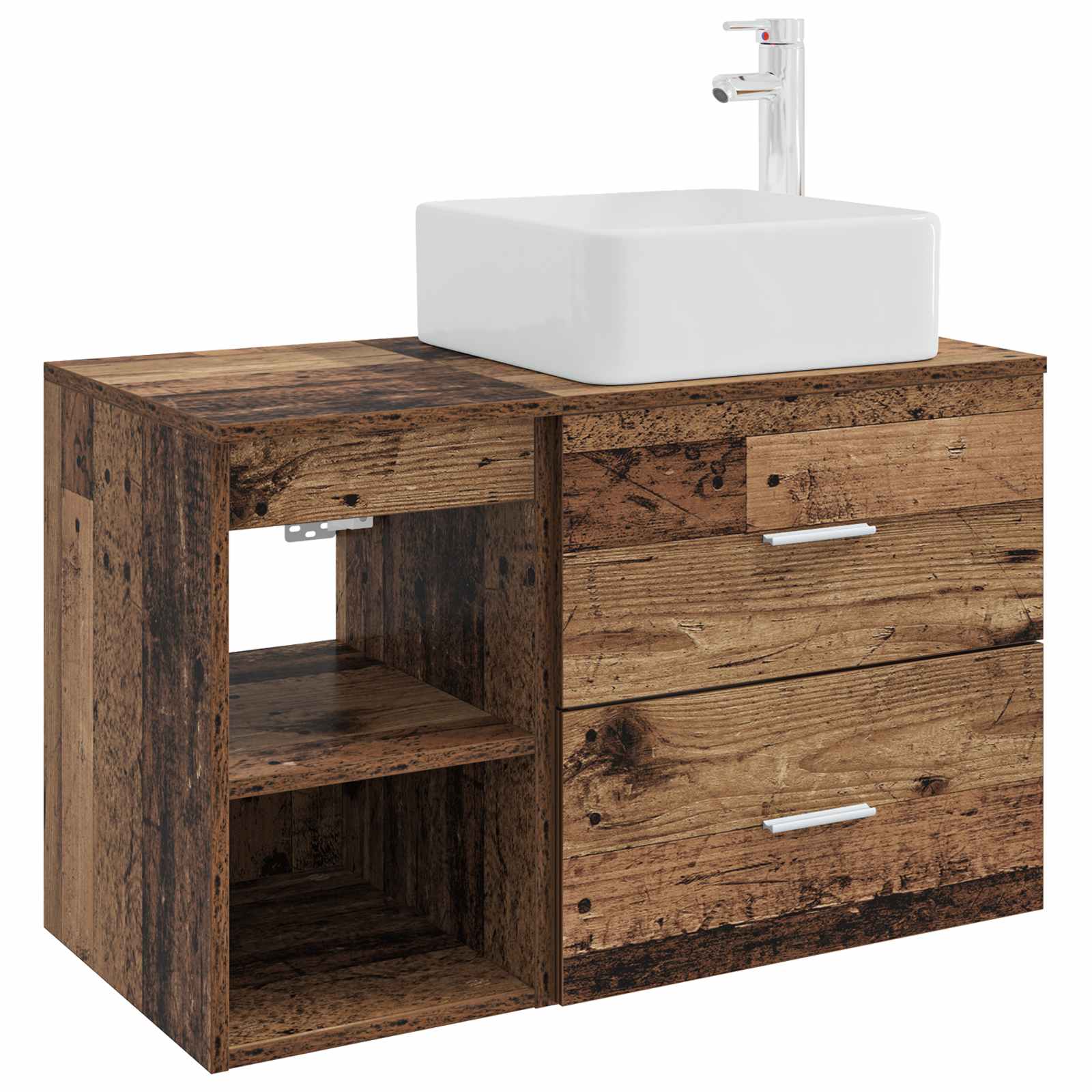 vidaXL Badkamermeubelset 2 pcs Wit Bewerkt hout