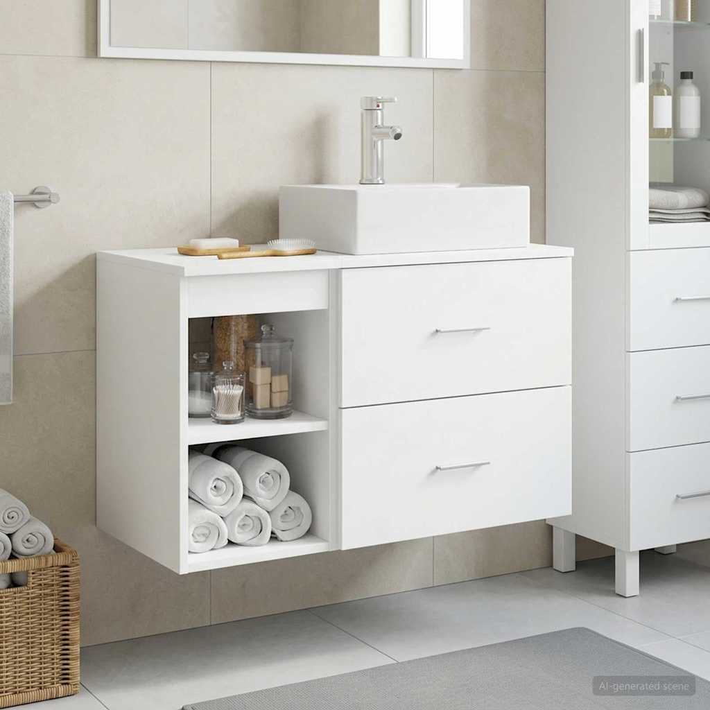 vidaXL Badkamermeubelset 2 pcs Wit Bewerkt hout