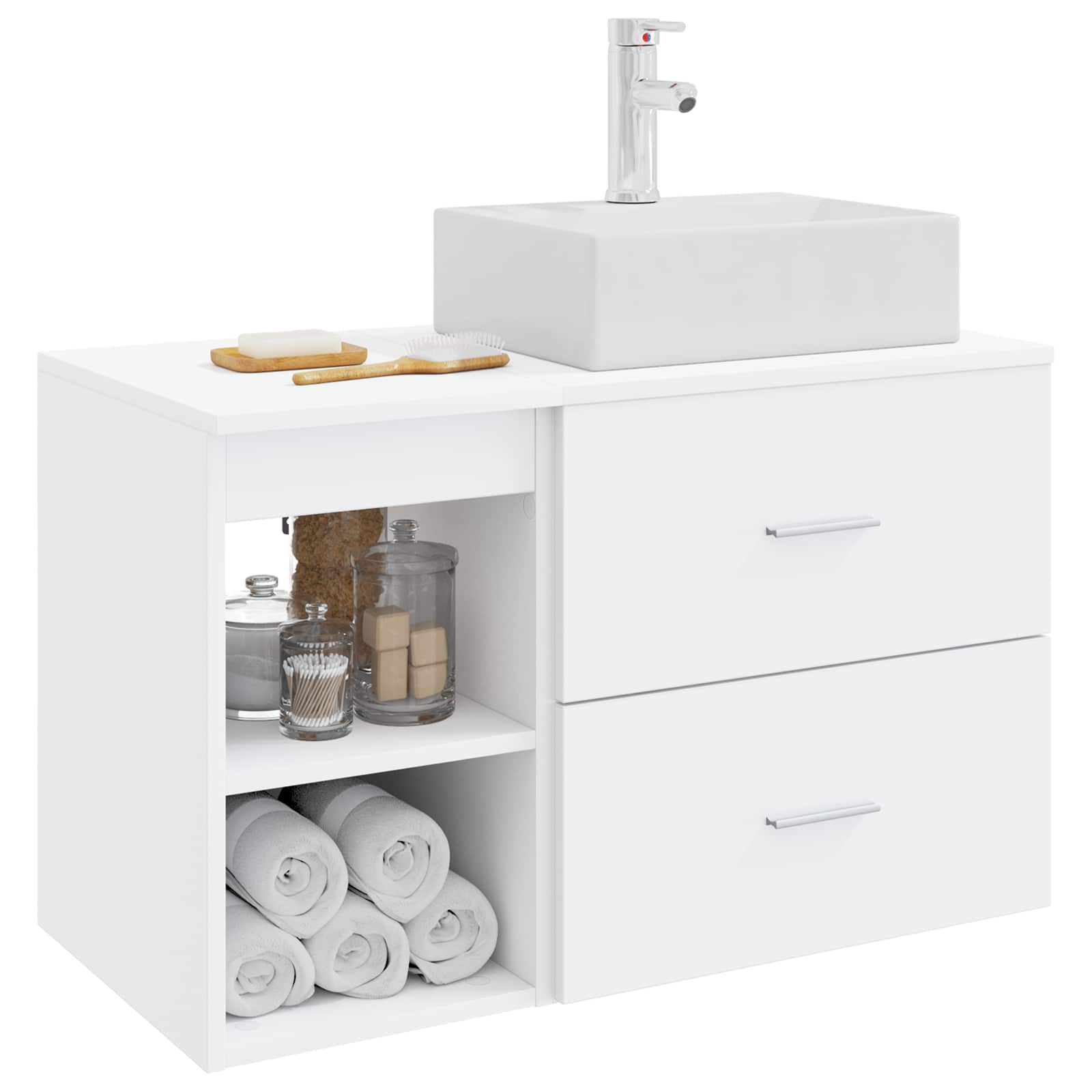 vidaXL Badkamermeubelset 2 pcs Wit Bewerkt hout