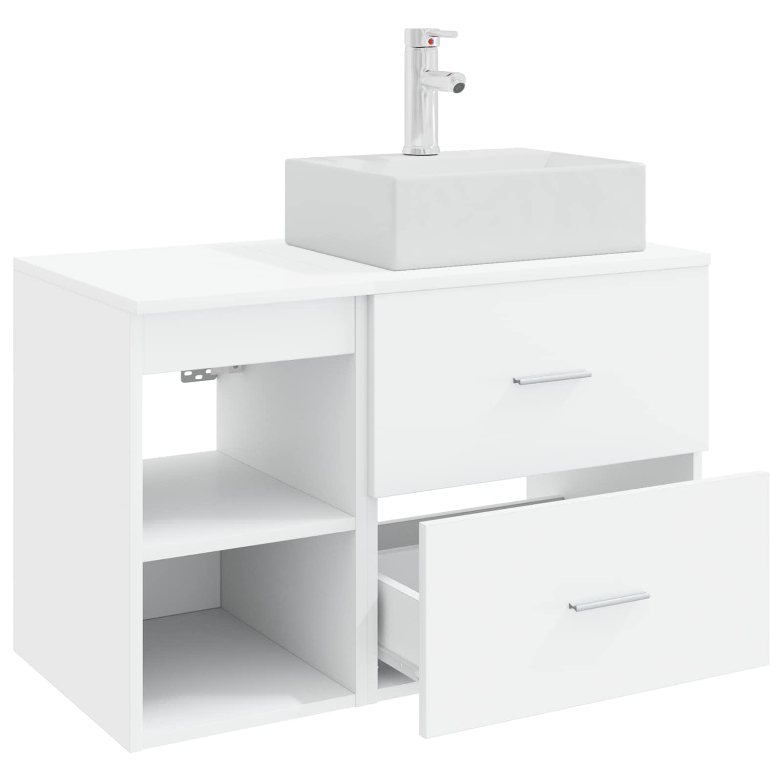 vidaXL Badkamermeubelset 2 pcs Wit Bewerkt hout