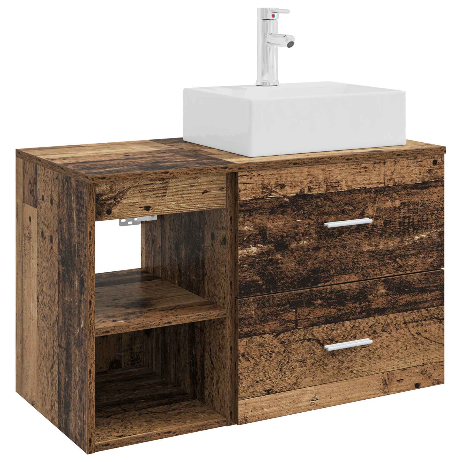 vidaXL Badkamermeubelset 2 pcs Wit Bewerkt hout