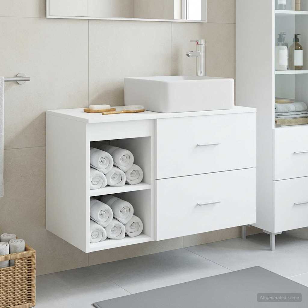 vidaXL Badkamermeubelset 2 pcs Wit Bewerkt hout