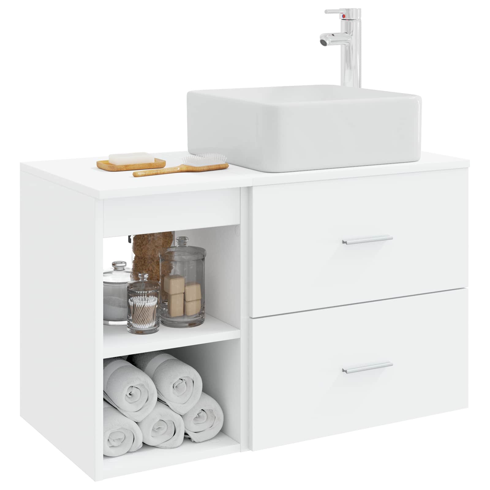 vidaXL Badkamermeubelset 2 pcs Wit Bewerkt hout