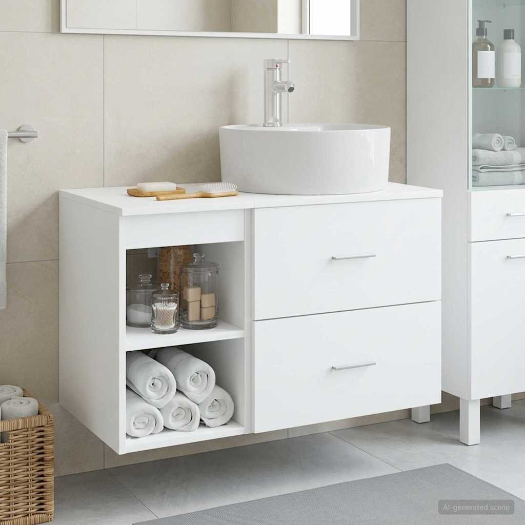 vidaXL Badkamermeubelset 2 pcs Wit Bewerkt hout