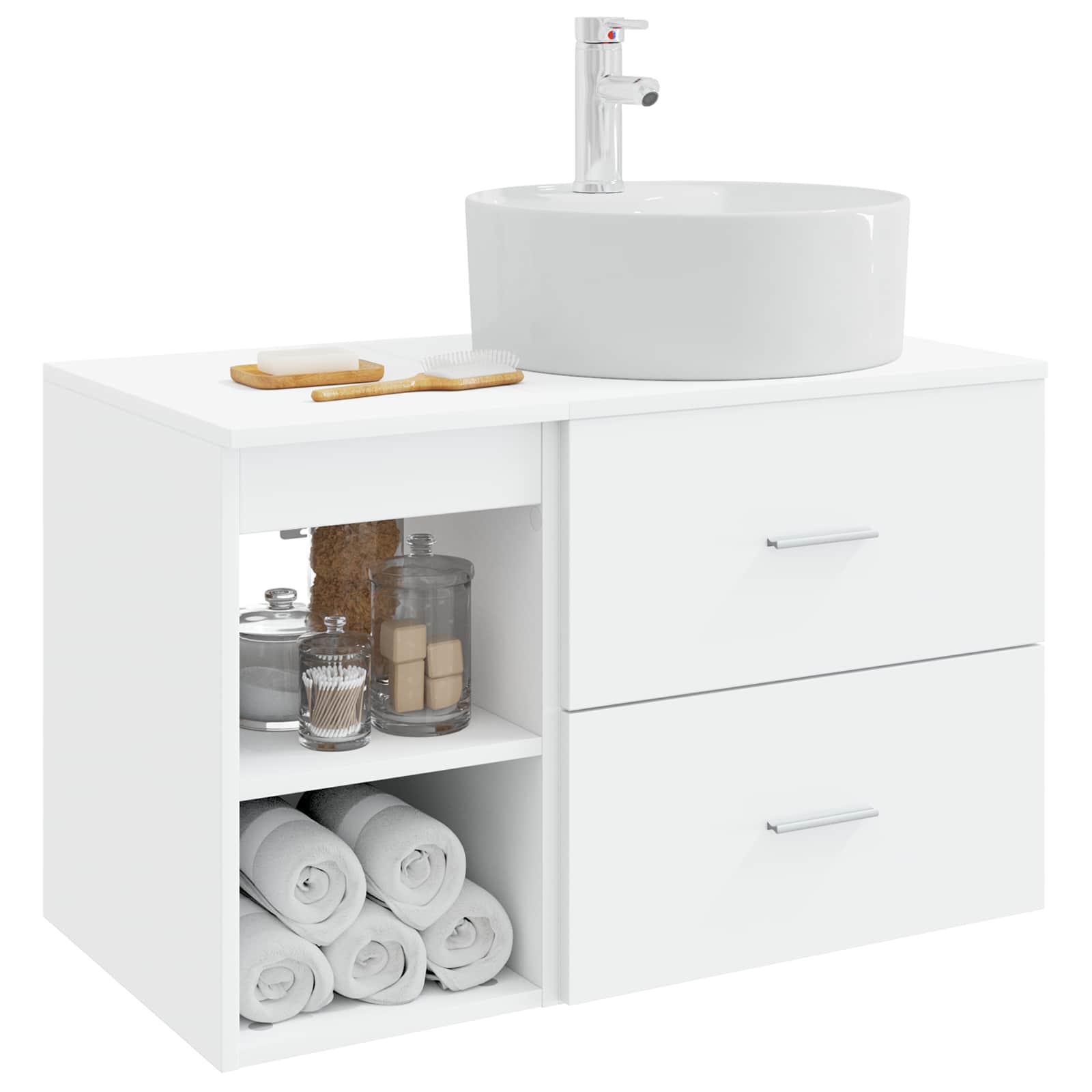 vidaXL Badkamermeubelset 2 pcs Wit Bewerkt hout