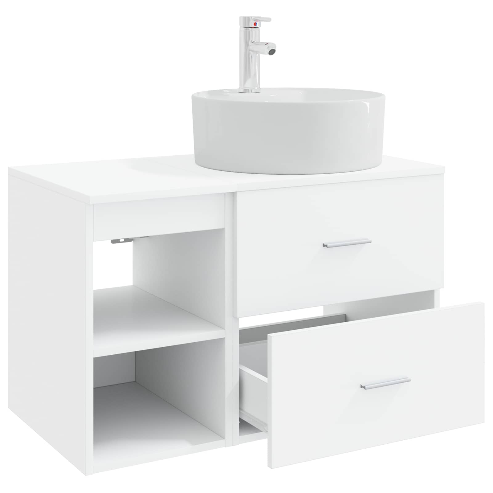 vidaXL Badkamermeubelset 2 pcs Wit Bewerkt hout