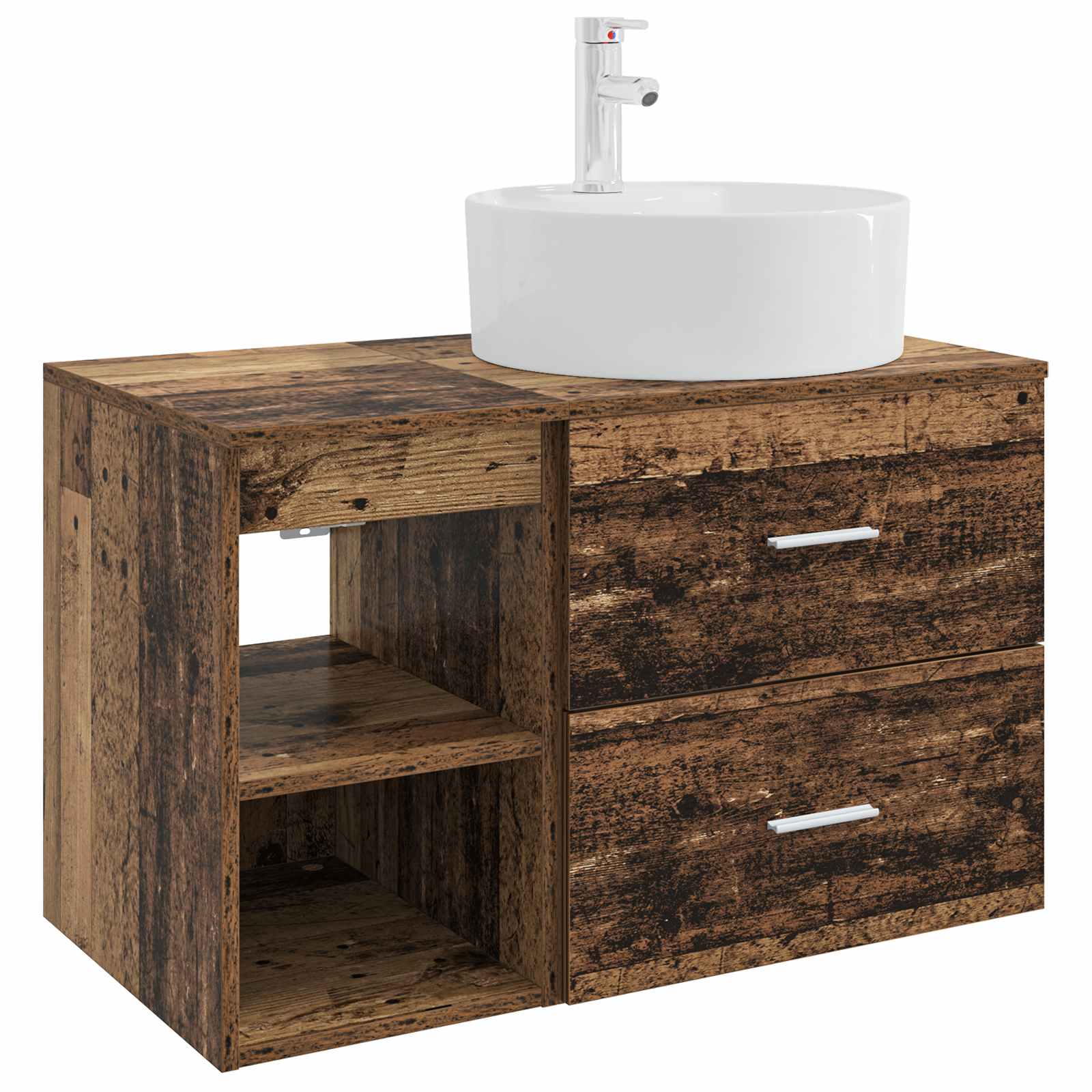vidaXL Badkamermeubelset 2 pcs Wit Bewerkt hout